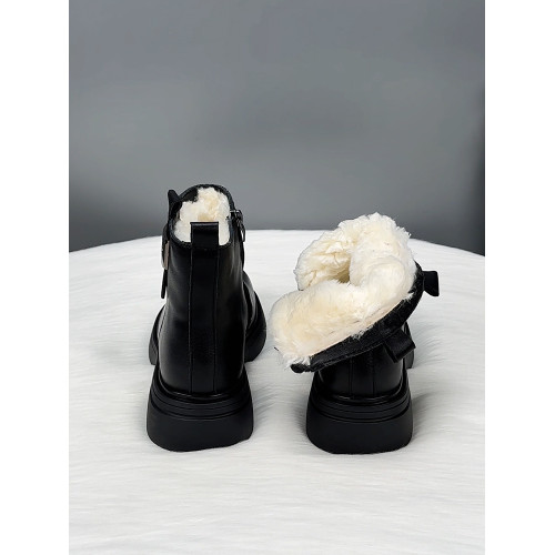 真皮厚底雪地靴女款2025新款冬季皮毛一體羊毛靴抗寒保暖東北棉鞋