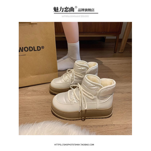 2026新款厚底雪地靴女冬季加絨加厚保暖棉鞋桑坡防滑防水皮毛一體 2026新款厚底雪地靴女冬季加絨加厚保暖棉鞋桑坡防滑防水皮毛一體