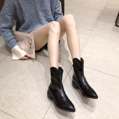 小碼馬丁靴子女冬2025年新款瘦瘦靴加絨短靴騎士靴西部牛仔靴女潮