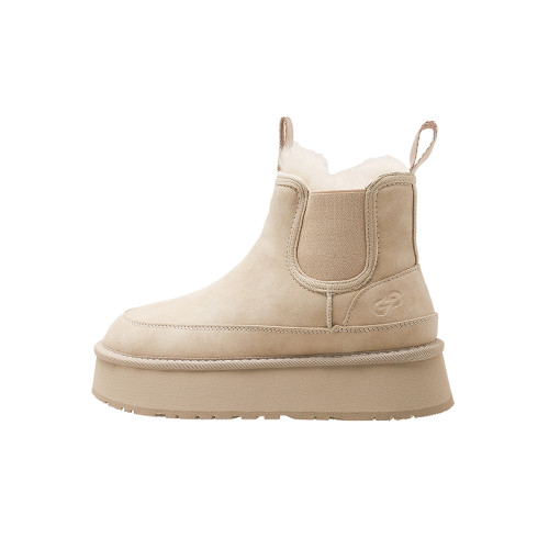 冬季新百搭厚底切爾西雪地靴女白色加厚毛毛鞋加絨保暖增高棉鞋