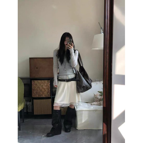 夏季靴子女薄款配裙子顯瘦長筒靴復古堆堆靴2025年新款粗跟褲琯靴