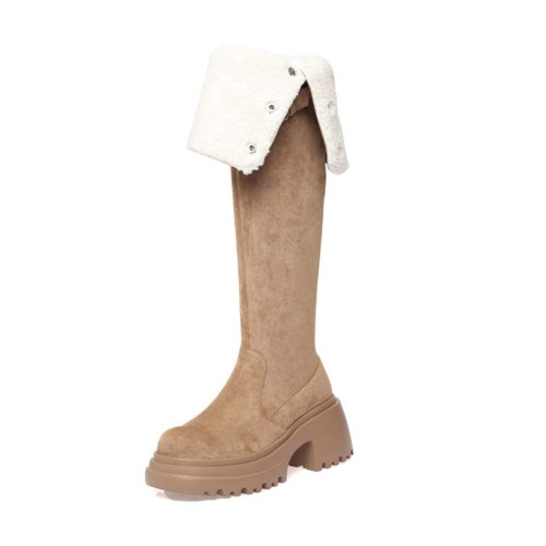 內增高瘦腿過膝雪地靴女靴2026新款爆款兩穿騎士靴加絨厚底長筒靴