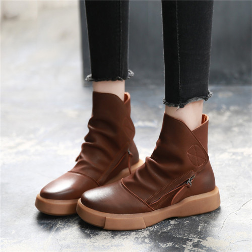 真牛皮馬丁靴女英倫風2025年新款春秋單靴百搭厚底加絨切爾西短靴