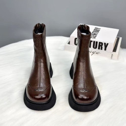 真皮厚底馬丁靴女2026秋冬新款加絨加厚短靴切爾西菸筒靴女瘦瘦靴