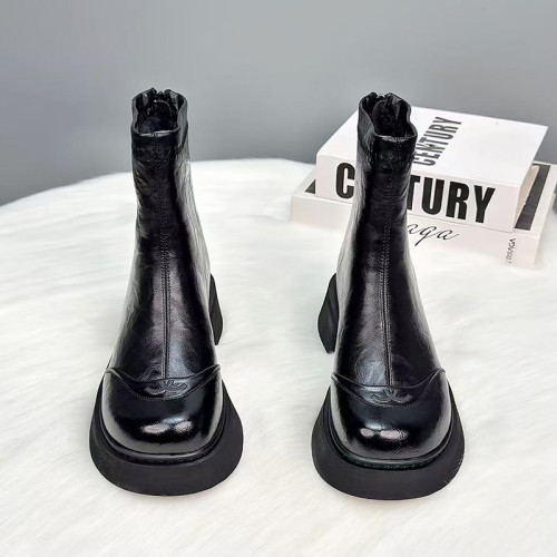 真皮厚底馬丁靴女2026秋冬新款加絨加厚短靴切爾西菸筒靴女瘦瘦靴