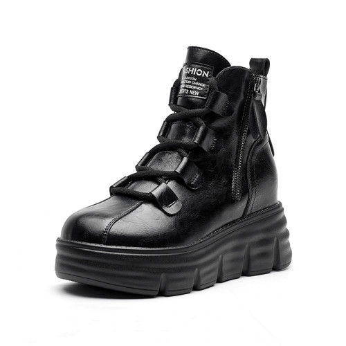 真皮時尚英倫風馬丁靴2026秋冬爆款加絨保暖短靴女厚底內增高皮鞋