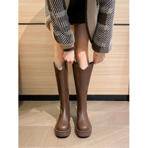 高筒小個子女內增高騎士靴加寬大筒圍女靴胖mm長筒靴粗腿v口長靴