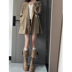 厚底長筒靴女2026新款秋季不過膝絨面高筒靴女款顯瘦長靴騎士靴子