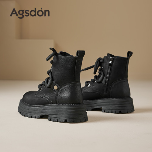 奧古獅登馬丁靴女款2026新款春夏單靴英倫風短靴子厚底通勤小皮鞋