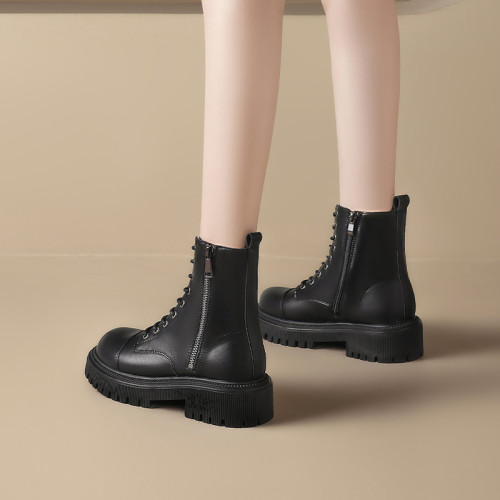 奧古獅登馬丁靴女款2026新款春夏單靴英倫風短靴子厚底通勤小皮鞋