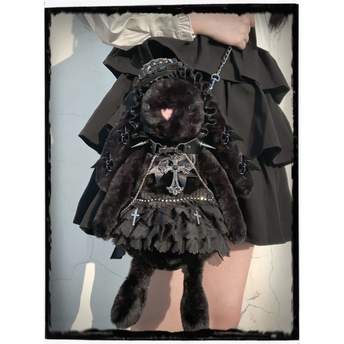 issuegirl亞文化辣妹lolita重工蕾絲y2k毛絨玩偶包斜後後背包生日禮物