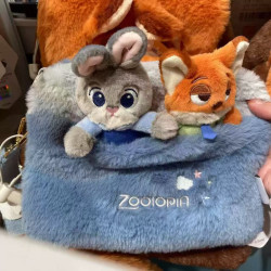 瘋狂動物城硃迪狐狸兔子包包毛絨公仔斜後後背包尼克玩偶單肩斜後後背包包