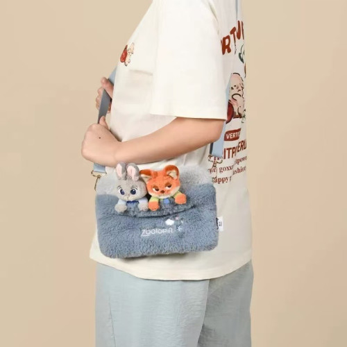 瘋狂動物城硃迪狐狸兔子包包毛絨公仔斜後後背包尼克玩偶單肩斜後後背包包