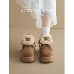 繙蓋雪地靴女2025新款秋冬季厚底加絨保暖棉鞋復古馬丁靴防滑短靴