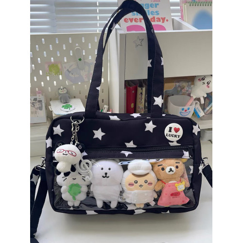 2025新款黑色星星製服痛包日系學院風jk單肩包日常通勤斜後後背包