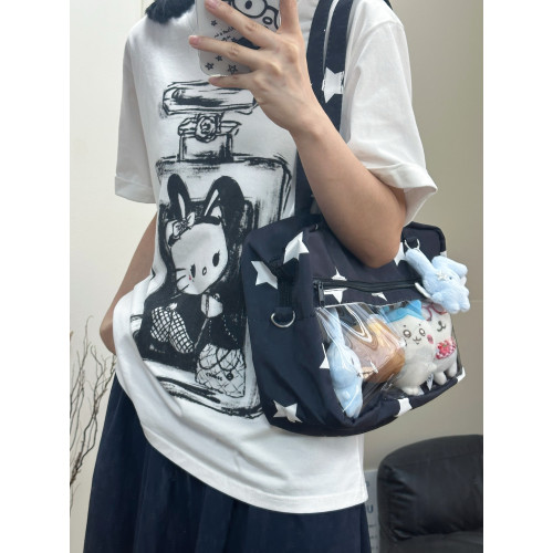 2025新款黑色星星製服痛包日系學院風jk單肩包日常通勤斜後後背包