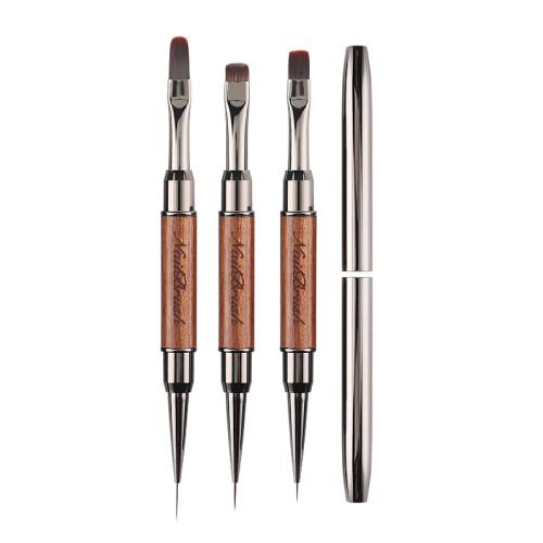 日式雙頭檀木美甲筆刷多用拉線筆圓頭建搆筆刷新款日式美甲筆工具