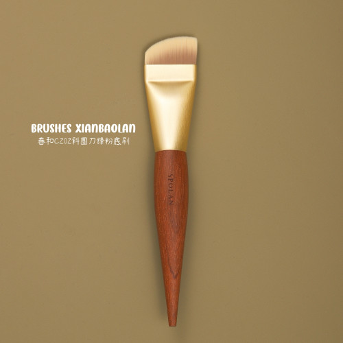 春和C202斜圓刀鋒粉底刷粉底液刷大號扁頭底妝弧形輕薄面膜仙寶蘭