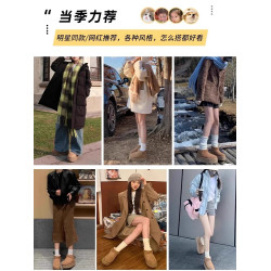 灰色雪地靴男女款2025新款冬季加絨加厚厚底增高桑坡皮毛一體棉鞋