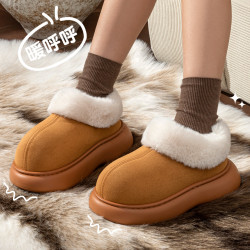 厚底加絨雪地靴女外穿2025年冬季新款皮毛一體短筒靴加厚防滑棉鞋