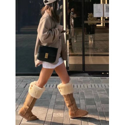 2025冬季新款厚底防滑雪地靴女加絨加厚不過膝長靴子中筒棉鞋41碼