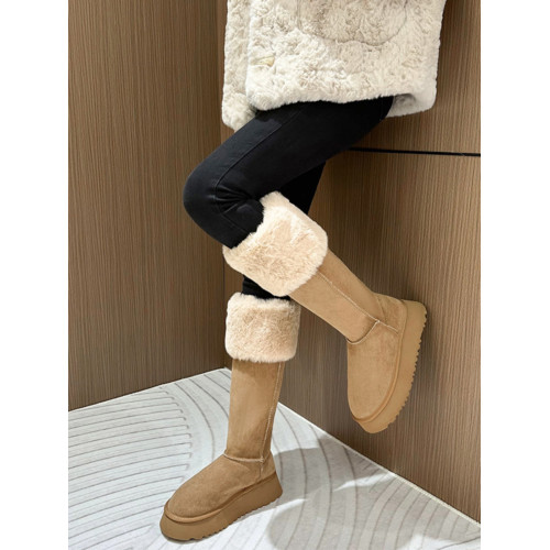 2025冬季新款厚底防滑雪地靴女加絨加厚不過膝長靴子中筒棉鞋41碼