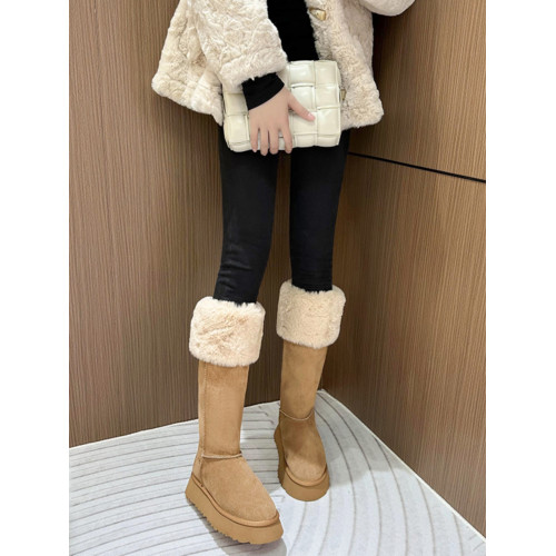 2025冬季新款厚底防滑雪地靴女加絨加厚不過膝長靴子中筒棉鞋41碼