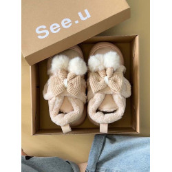 可愛蝴蝶結厚底包跟棉鞋女2025年冬季加絨加厚舒適保暖東北雪地靴