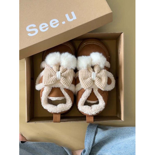 可愛蝴蝶結厚底包跟棉鞋女2025年冬季加絨加厚舒適保暖東北雪地靴 可愛蝴蝶結厚底包跟棉鞋女2025年冬季加絨加厚舒適保暖東北雪地靴