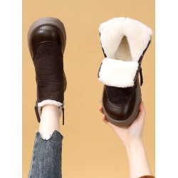 雪地靴女2025新款冬季女鞋羊毛加絨棉鞋百搭休閒厚底輕便爆款短靴