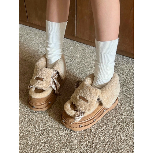 加厚繙毛兩穿加絨保暖雪地靴2026早春新款防滑皮毛一體厚底短靴女