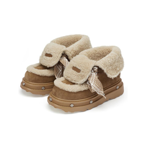 加厚繙毛兩穿加絨保暖雪地靴2026早春新款防滑皮毛一體厚底短靴女