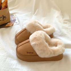 大髮少女復古厚底保暖棉拖鞋女2026新款百搭外穿包頭皮毛一體棉鞋