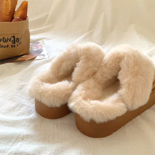 大髮少女復古厚底保暖棉拖鞋女2026新款百搭外穿包頭皮毛一體棉鞋