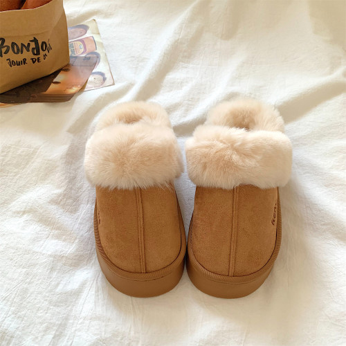 大髮少女復古厚底保暖棉拖鞋女2026新款百搭外穿包頭皮毛一體棉鞋