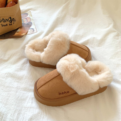 大髮少女復古厚底保暖棉拖鞋女2026新款百搭外穿包頭皮毛一體棉鞋