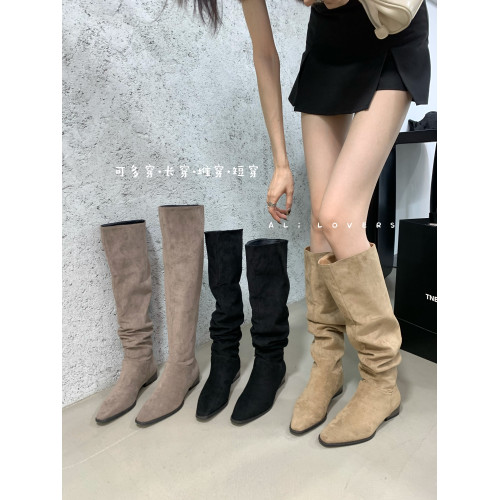 FQ3 實拍Alilover新款高筒靴女不過膝長靴絨面粗跟中跟騎士靴女靴 FQ3 實拍Alilover新款高筒靴女不過膝長靴絨面粗跟中跟騎士靴女靴