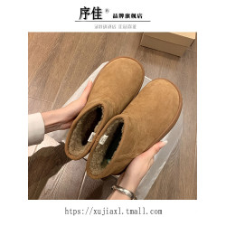 序佳厚底加絨加厚勃肯鞋女2026冬季新款保暖雪地靴防滑麵包棉鞋子