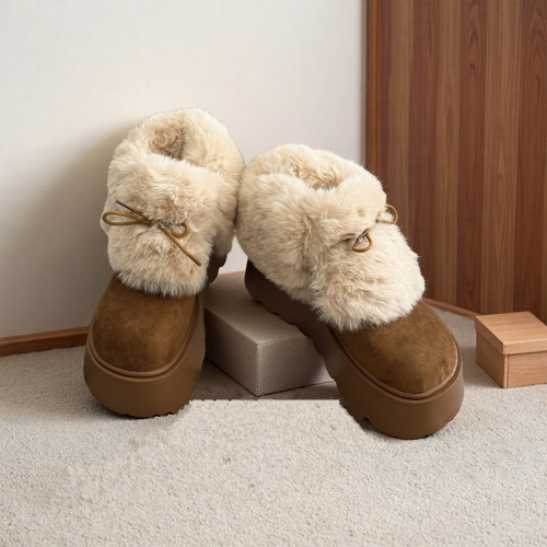 厚底增高大頭勃肯鞋雪地靴女2026新款冬季加絨保暖毛毛短靴大棉鞋
