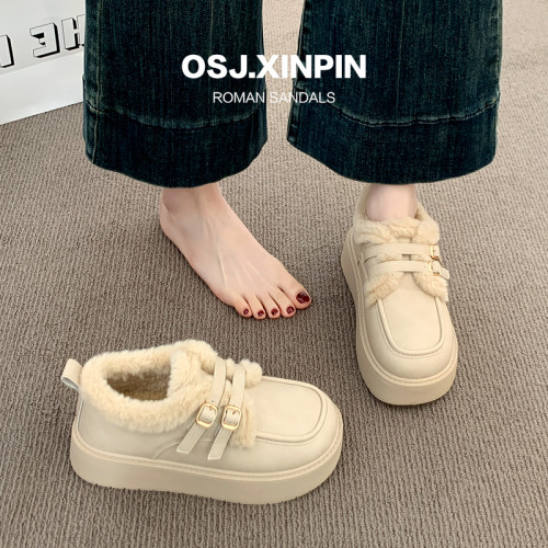 厚底雪地靴女款2025新款冬季加厚一腳蹬勃肯女鞋保暖棉鞋百搭棉靴 厚底雪地靴女款2025新款冬季加厚一腳蹬勃肯女鞋保暖棉鞋百搭棉靴