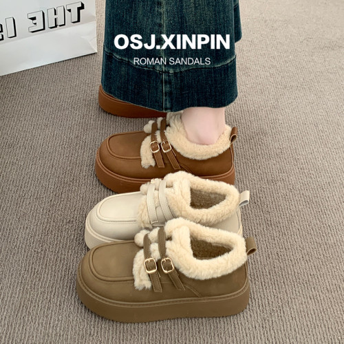 厚底雪地靴女款2025新款冬季加厚一腳蹬勃肯女鞋保暖棉鞋百搭棉靴 厚底雪地靴女款2025新款冬季加厚一腳蹬勃肯女鞋保暖棉鞋百搭棉靴