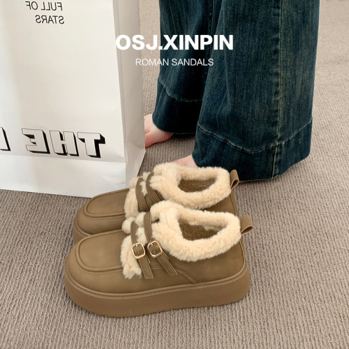 厚底雪地靴女款2025新款冬季加厚一腳蹬勃肯女鞋保暖棉鞋百搭棉靴 厚底雪地靴女款2025新款冬季加厚一腳蹬勃肯女鞋保暖棉鞋百搭棉靴