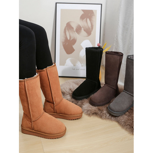 auggh雪地靴女2024新款真皮高筒靴子加絨真皮防滑雪地棉鞋АUGGН