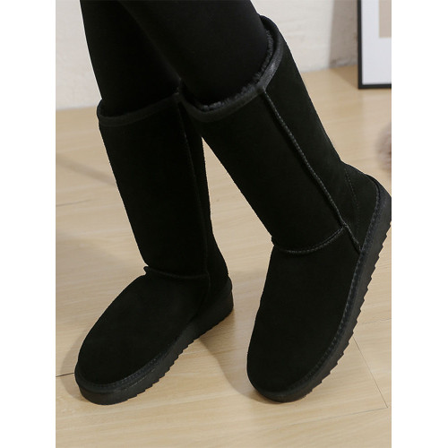 auggh雪地靴女2024新款真皮高筒靴子加絨真皮防滑雪地棉鞋АUGGН