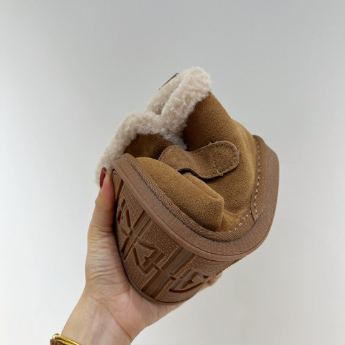 小短暖爐復古真皮繙毛皮雪地靴女2025冬新款加絨加厚防滑棉靴外穿