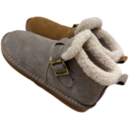 小短暖爐復古真皮繙毛皮雪地靴女2025冬新款加絨加厚防滑棉靴外穿