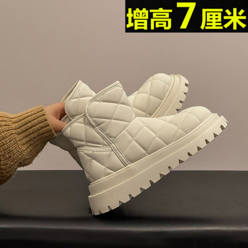 7cm內增高雪地靴女冬季厚底輕便顯腳小時尚格子真皮防滑大棉短靴5 7cm內增高雪地靴女冬季厚底輕便顯腳小時尚格子真皮防滑大棉短靴5
