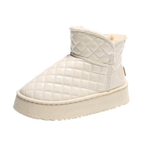 皮面防水雪地靴女冬季小個子增高厚底防滑加絨加厚東北保暖大棉鞋 皮面防水雪地靴女冬季小個子增高厚底防滑加絨加厚東北保暖大棉鞋