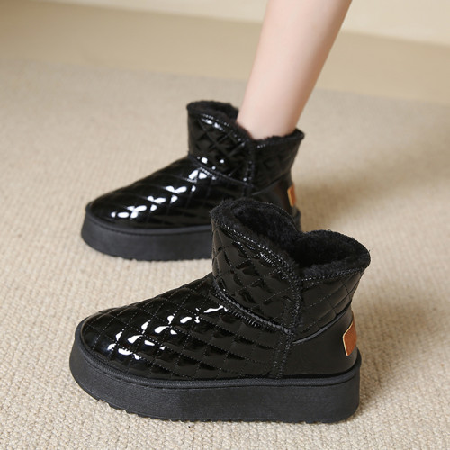 皮面防水雪地靴女冬季小個子增高厚底防滑加絨加厚東北保暖大棉鞋 皮面防水雪地靴女冬季小個子增高厚底防滑加絨加厚東北保暖大棉鞋