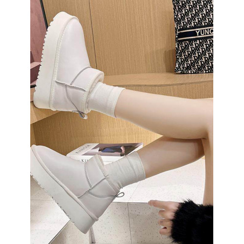 厚底皮毛一體雪地靴女2025周冬雨同款加絨加厚內增高雪地棉鞋女冬